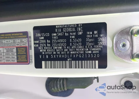 2023 Kia Sorento X-Line Ex from USA, damaged, VIN 5XYRHDLFXPG213520